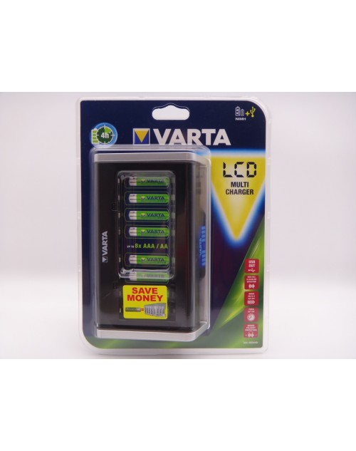 Varta incarcator pentru acumulatori AA si AAA Ni-Mh cu 8 canale LCD Multi Charger cod 57671 si cu USB